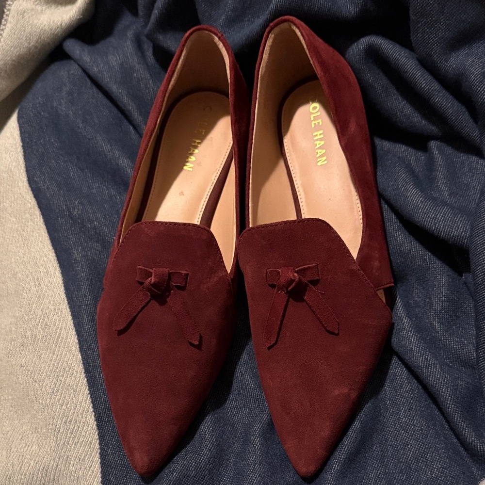Cole Haan Women's Dark Red Suede Loafers